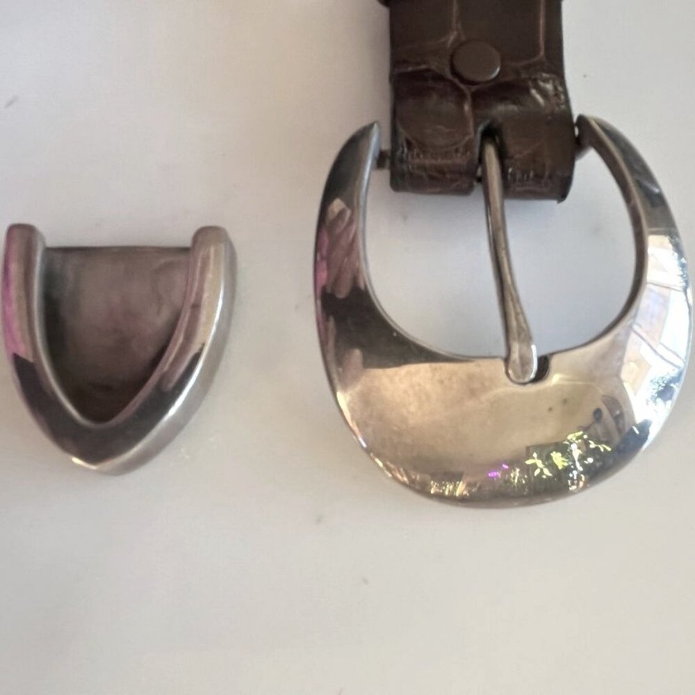 Beautiful Signed Dan Oliver, Navajo Silversmith, Belt Buckle & Tip Set